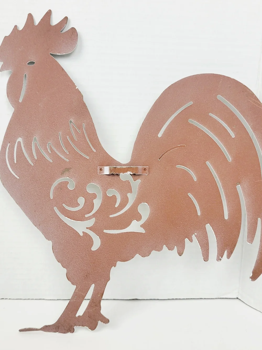 Set of 2~Rooster Metal Wall Decor ~Distressed~Rustic Farmcore~Turquoise~White